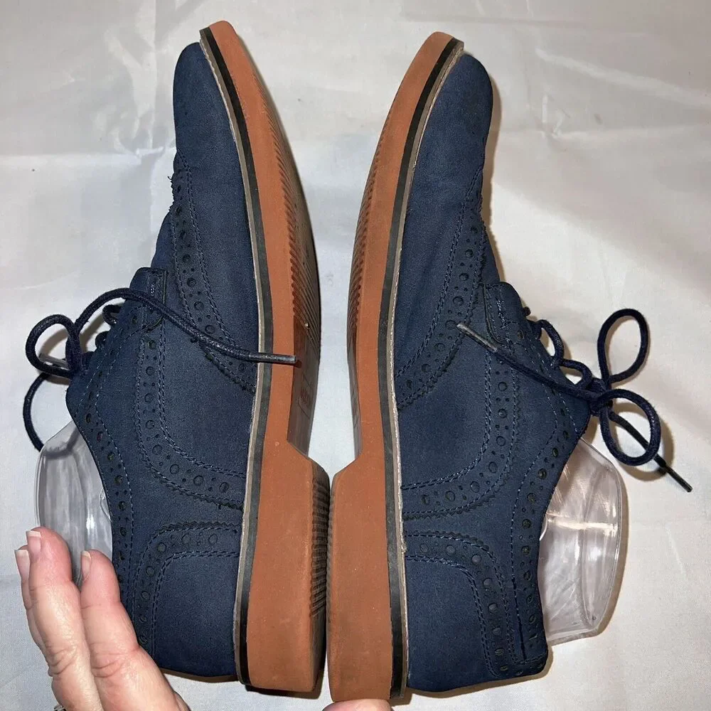 Madden M-Edward Navy Blue Mens‎ Oxford Sz 7.5M Lace Up Shoes